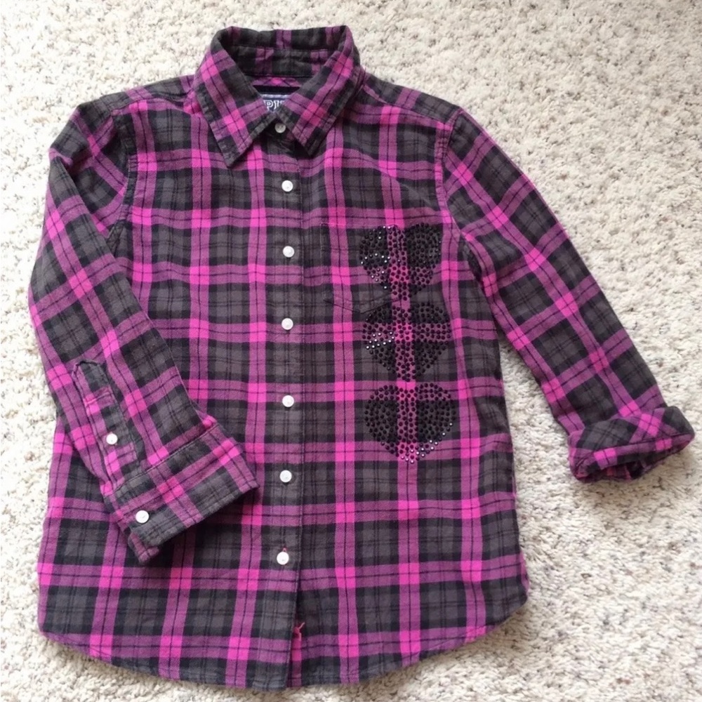 Victoria Secret Pink Plaid Button Up Worn Only A Few Times Super Cute! Size: XS